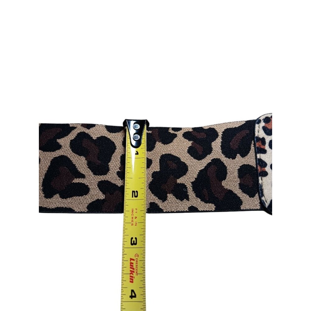 Stretch Animal Print Cinch Belt Gold Buckle Big Cat Cheetah Leopard Spots 26" - Picture 4 of 10